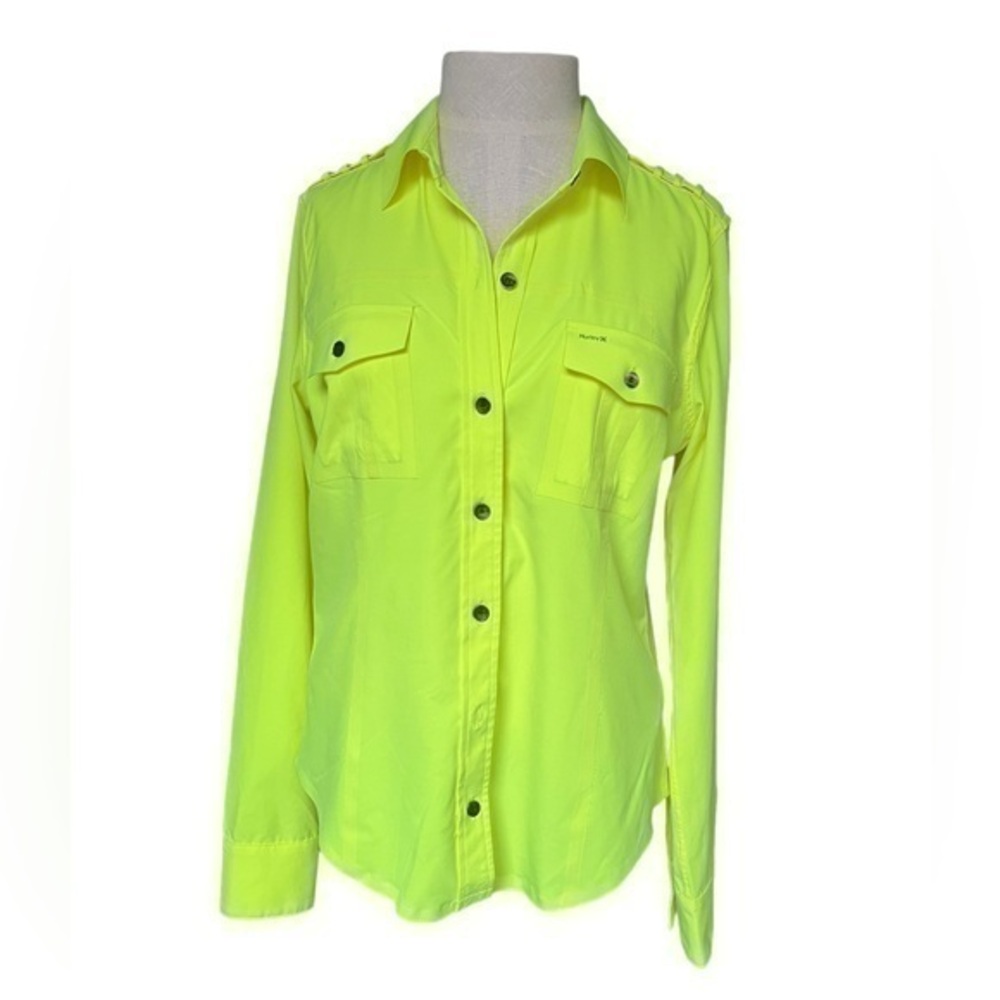 Hurley Phantom button down in neon yellow size XL.